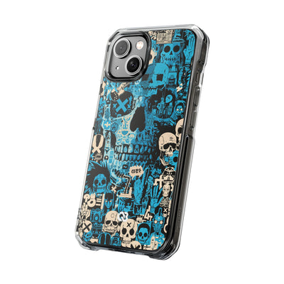 Electric Skull Graffiti · Clear Impact Magnetic Phone Case for iPhone · Blue