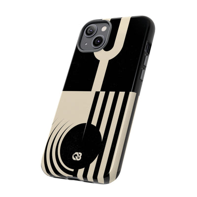 Black Tough Phone Case for iPhone - Ivory Signal Grid