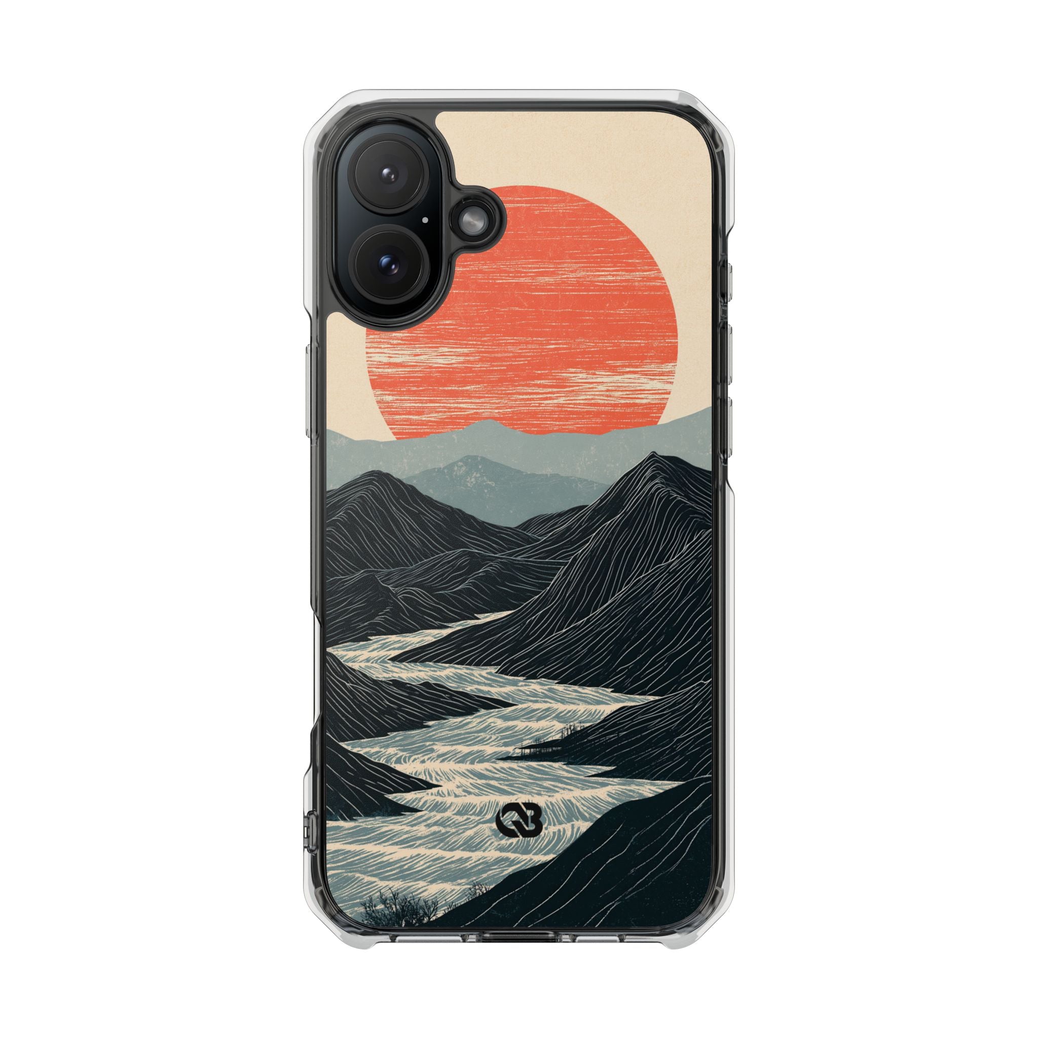 Beige Impact MagSafe Phone Case for iPhone - Crimson Ridge Flow