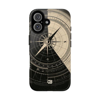 Beige Tough Phone Case for iPhone - Obsidian Nautical Blueprint