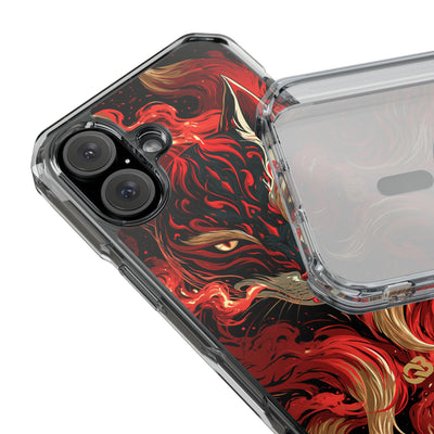 Crimson Kitsune Spirit · Clear Impact Magnetic Phone Case for iPhone · Red