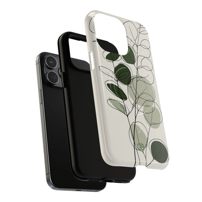 Green Tough 2.0 Magsafe Phone Case for iPhone - Muted Eucalyptus Sketch