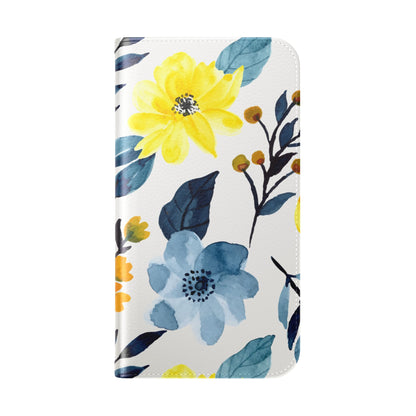 Yellow Blue Blossoms - iPhone 15 Pro Case - Wallet