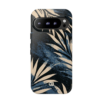 Blue Tough Phone Case for Google Pixel - Midnight Indigo Palm