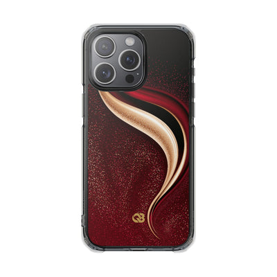 Gilded Crimson Flow · Clear Impact Magnetic Phone Case for iPhone · Red