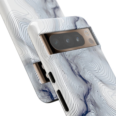 White Tough Phone Case for Google Pixel - Nordic Ridge Topo