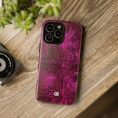 Magenta Circuit Trace · Tough Phone Case for iPhone · Pink