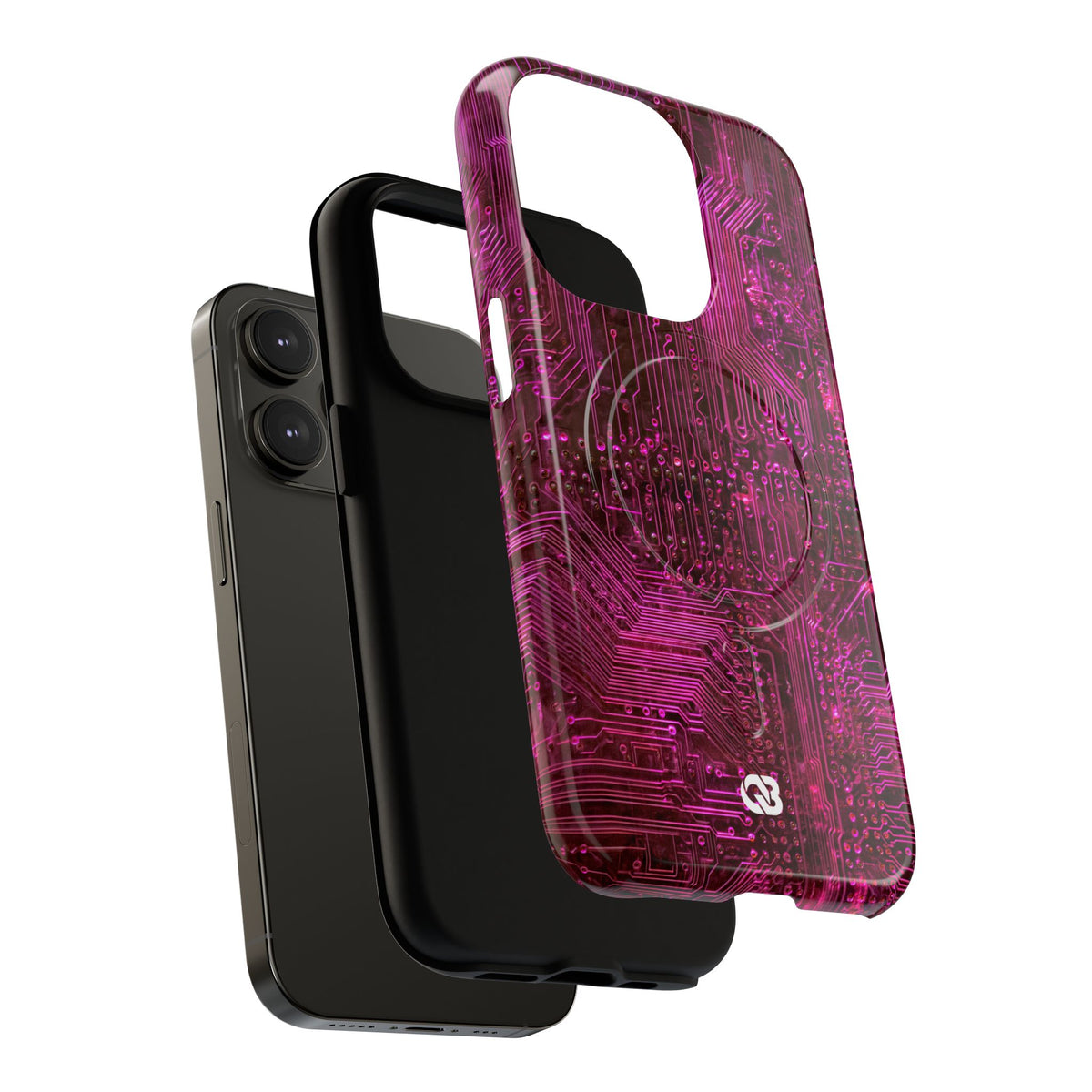 Magenta Circuit Trace · Tough 2.0 Magnetic Phone Case for iPhone · Pink