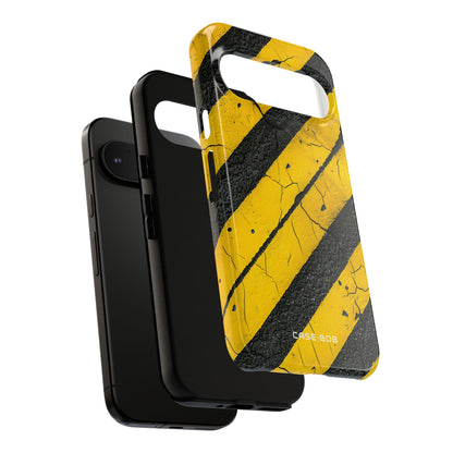 Yellow Stripe Distress Google Pixel 9 Pro Case - Tough