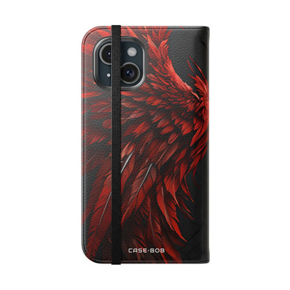 Crimson Silver Wings - iPhone 15 Case - Wallet
