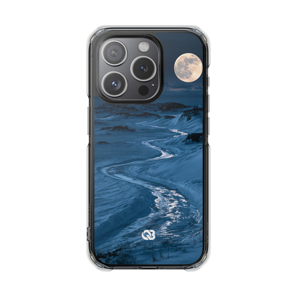 Arctic Moon Drift · Clear Impact Magnetic Phone Case for iPhone · Blue