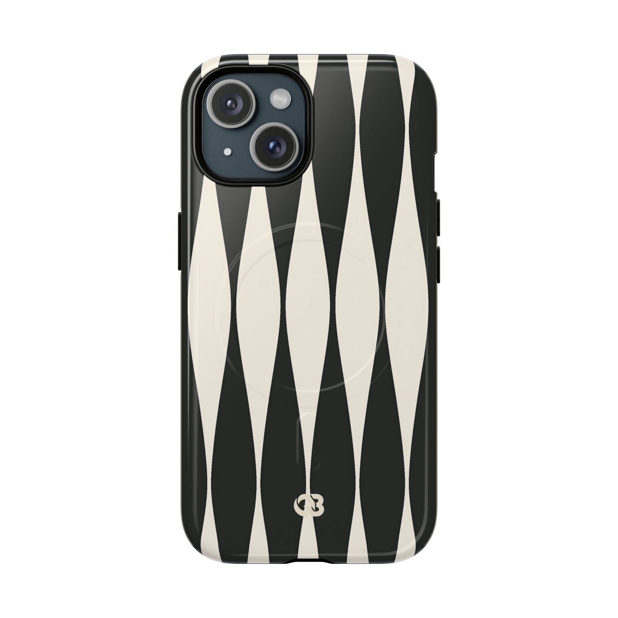Black Tough 2.0 Magsafe Phone Case for iPhone - Ivory Spindle Grid
