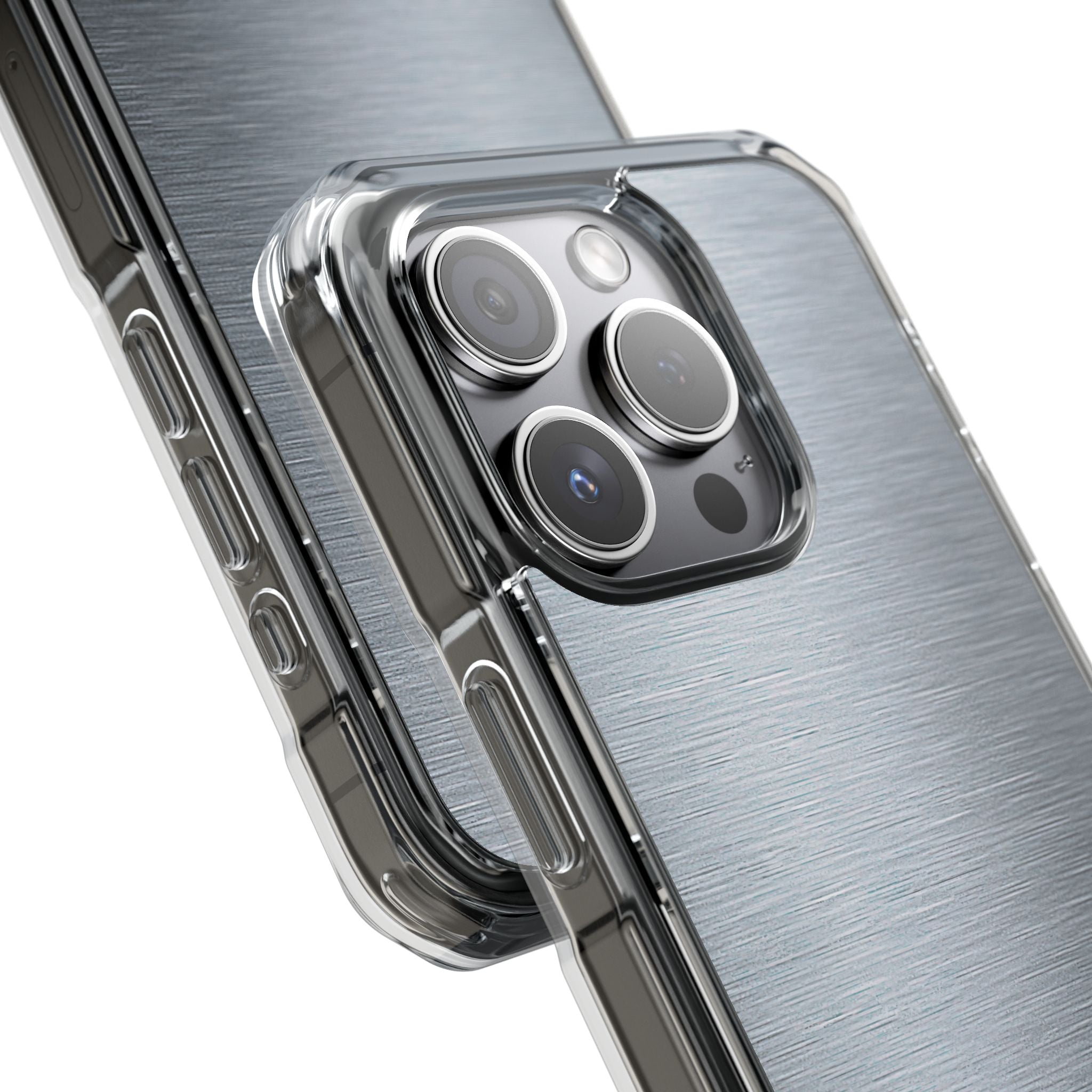 Silver Impact MagSafe Phone Case for iPhone - Satin Chrome Grain