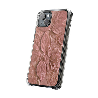Blush Rose Relief · Clear Impact Magnetic Phone Case for iPhone · Pink
