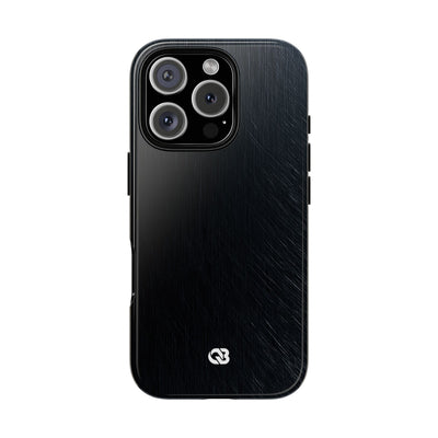Black Tough Phone Case for iPhone - Midnight Brushed Grain