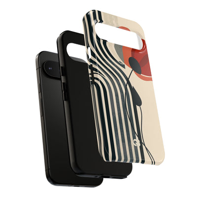 Beige Tough Phone Case for Google Pixel - Crimson Line Bloom
