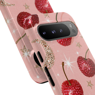 Bedazzled Ruby Cherries · Tough Phone Case for Pixel ·  Pink