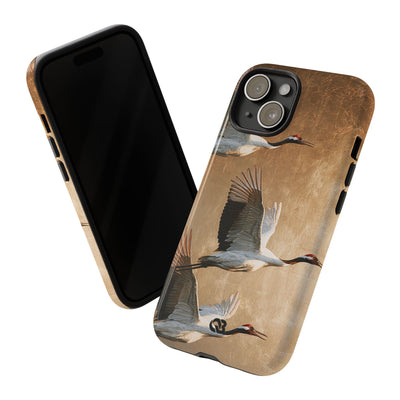 Golden Crane Flight · Tough Phone Case for iPhone · Gold
