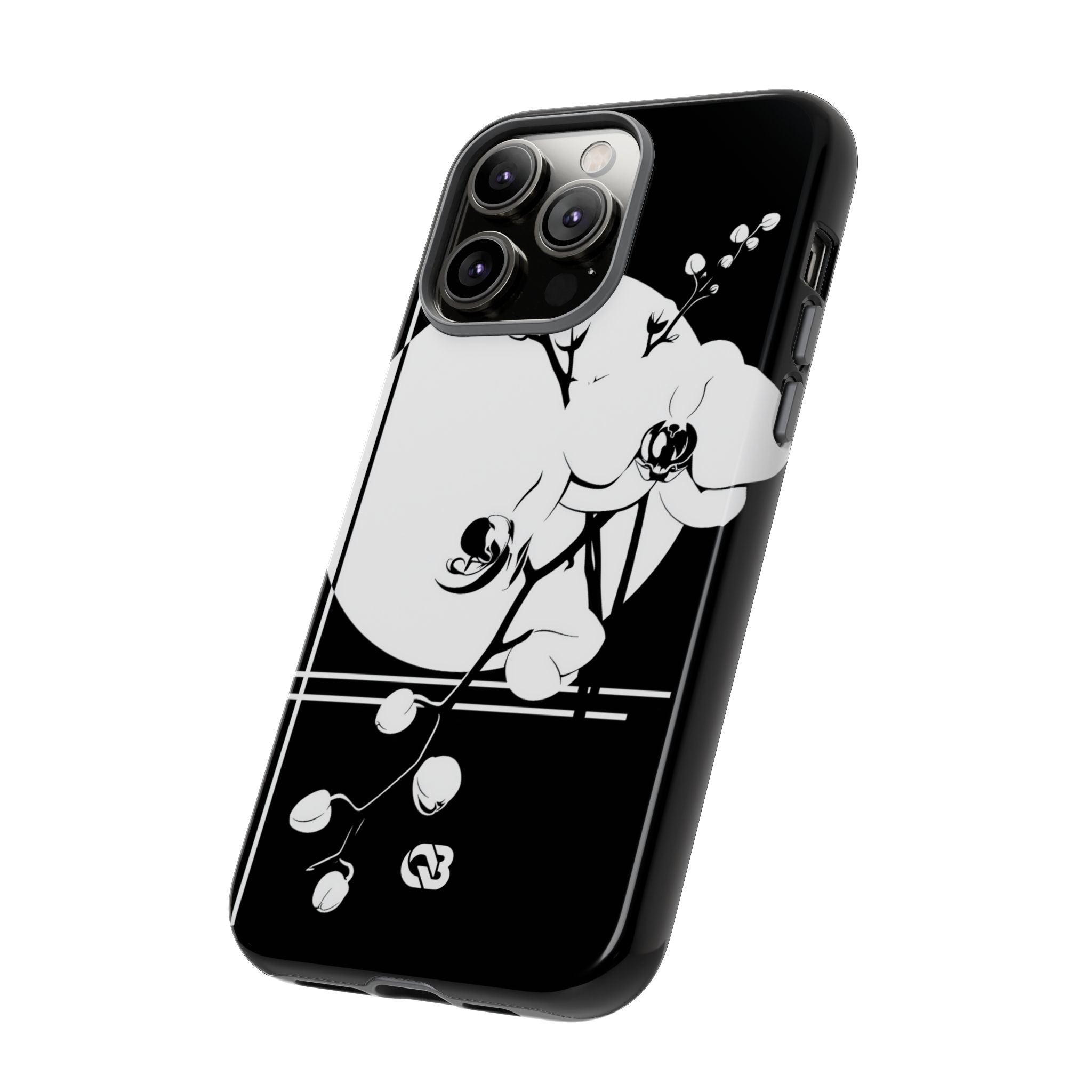 Black Tough Phone Case for iPhone - Lunar Orchid Grid