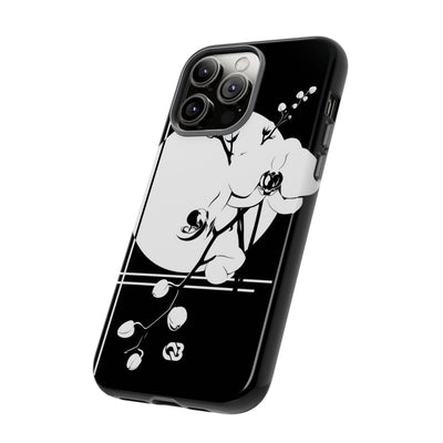 Black Tough Phone Case for iPhone - Lunar Orchid Grid
