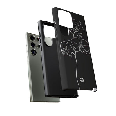 Black Tough Phone Case for Samsung - Noir Alabaster Orchid