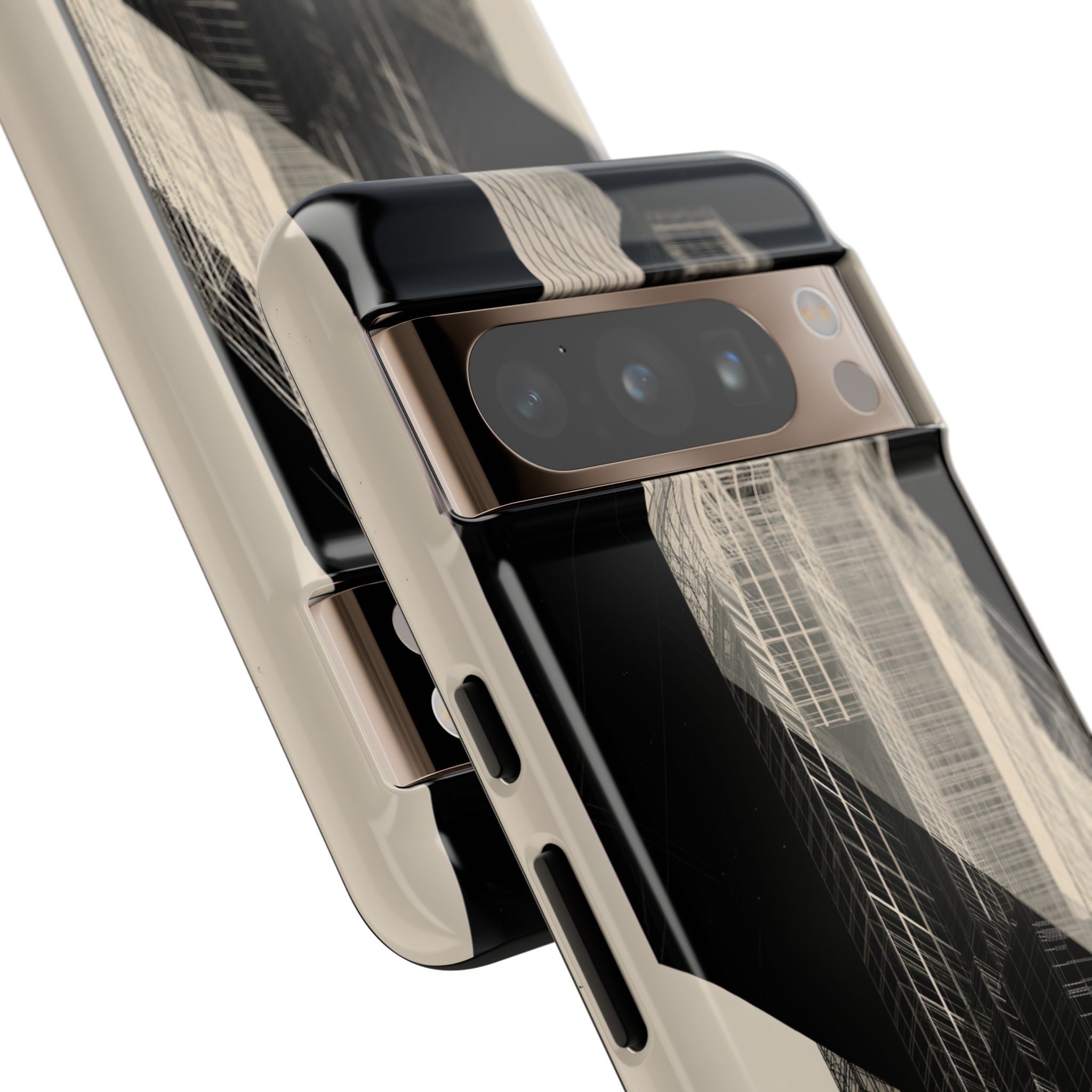 Beige Tough Phone Case for Google Pixel - Monolith Urban Grid