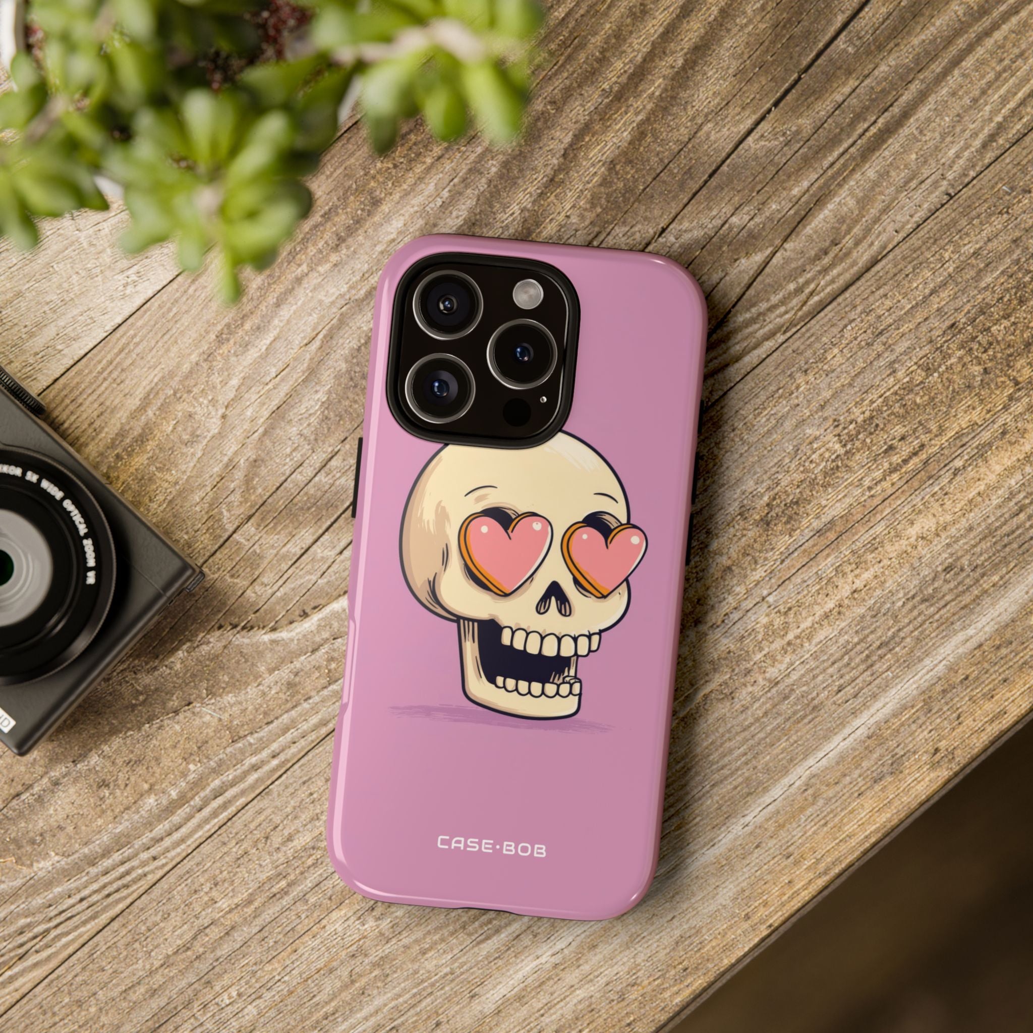 Heart Eyes Skull iPhone 16 Pro Case - Tough