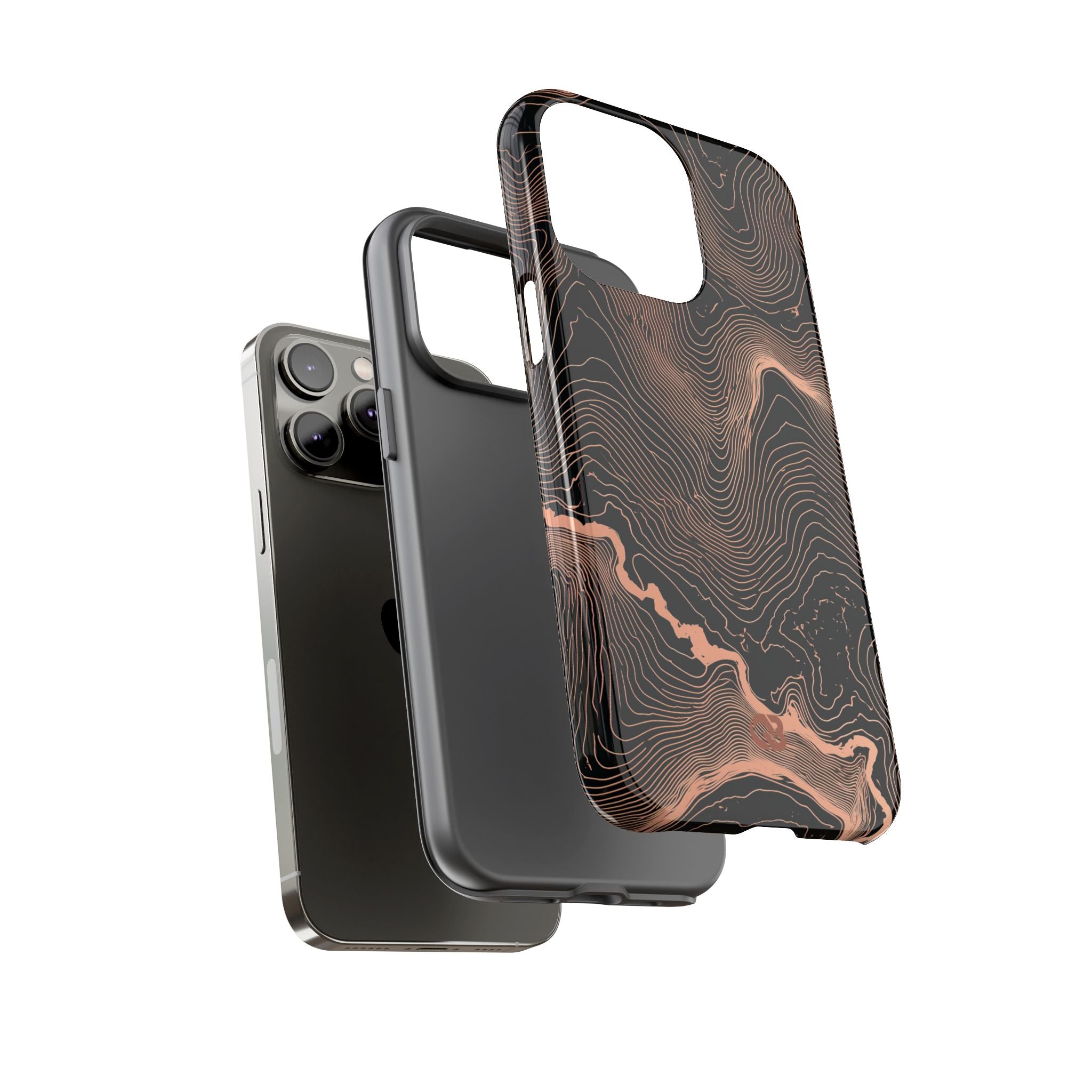 Orange Tough Phone Case for iPhone - Salmon Ridge Topo