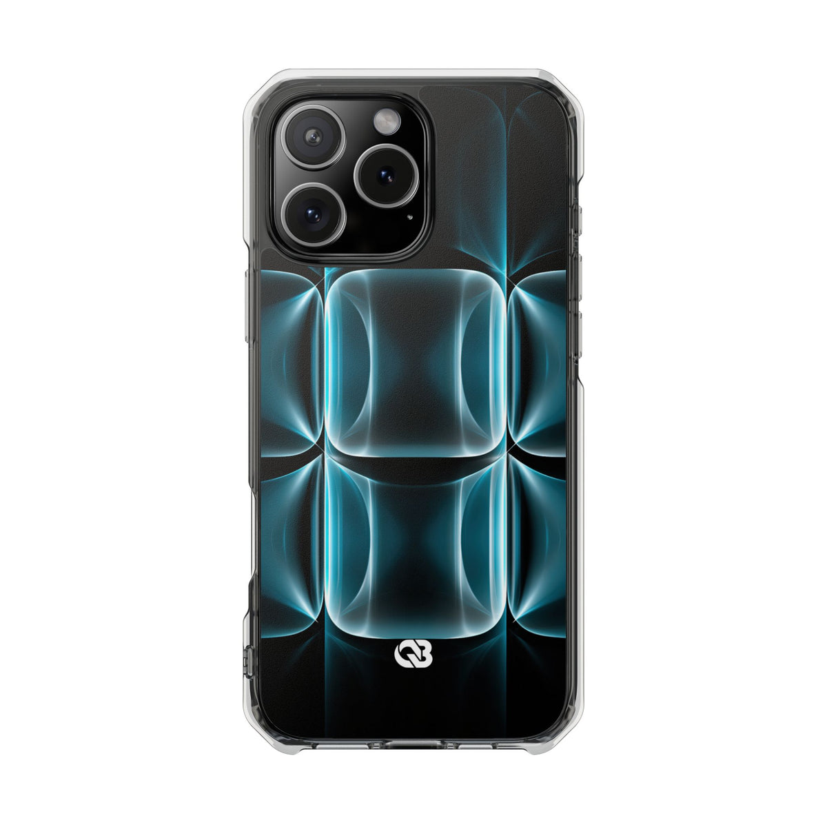 Translucent Cyber Grid · Clear Impact Magnetic Phone Case for iPhone ·  Teal