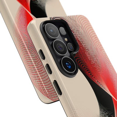 Red Tough Phone Case for Samsung - Crimson Grid Vortex