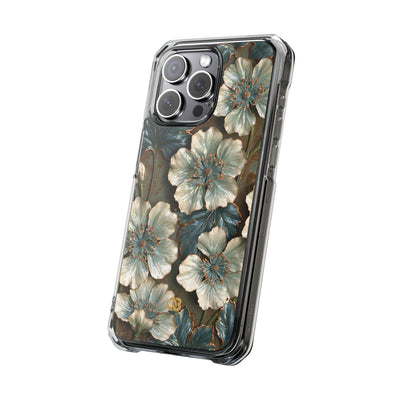 Gilded Blossom Reverie · Clear Impact Magnetic Phone Case for iPhone · Teal