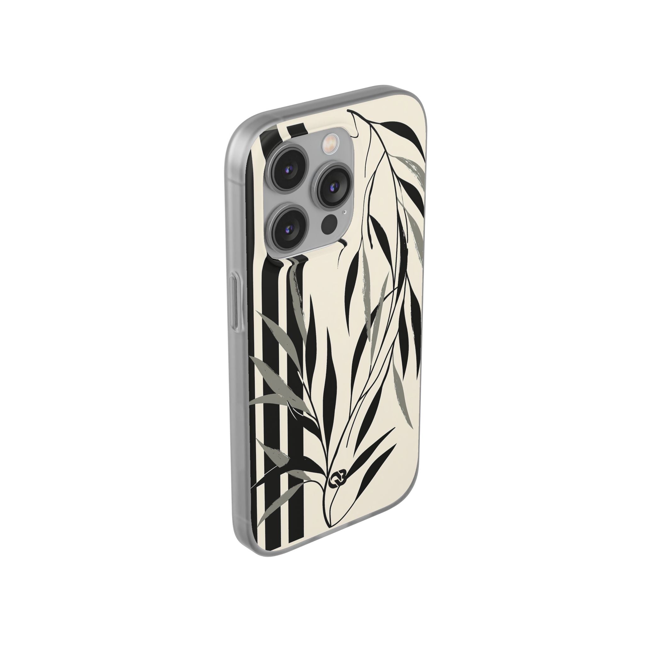 Beige Lite Phone Case for iPhone - Soot Leaf Sketch