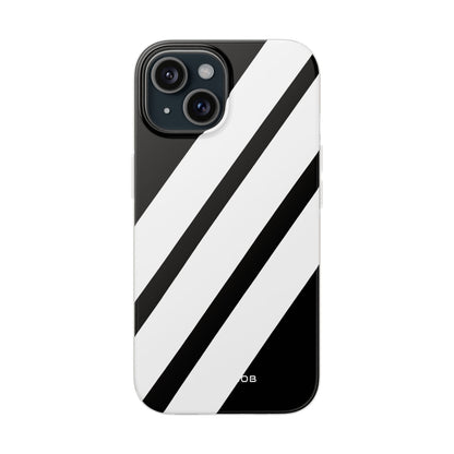Diagonal Bands Noir iPhone 15 Case - Soft