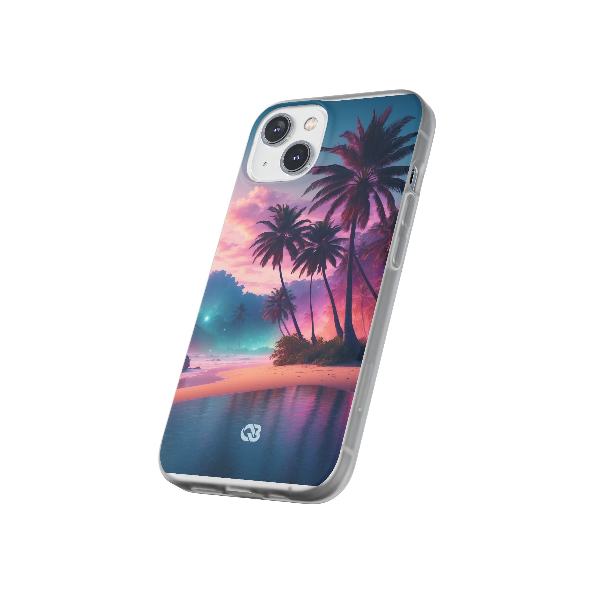 Neon Shore Palms · Soft Phone Case for iPhone