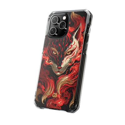 Crimson Kitsune Spirit · Clear Impact Magnetic Phone Case for iPhone · Red