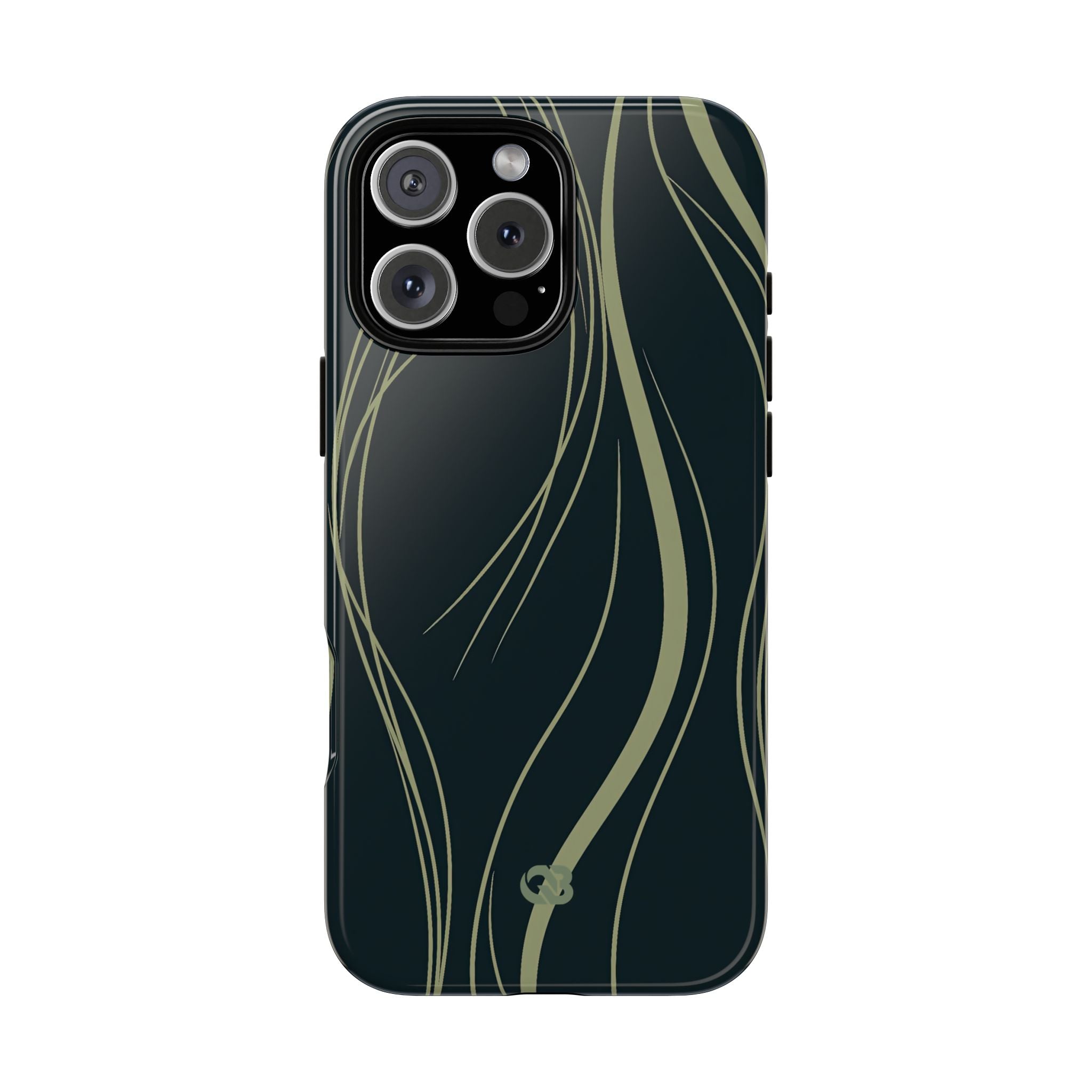 Green Tough Phone Case for iPhone - Obsidian Sage Flow