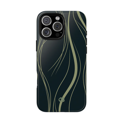 Green Tough Phone Case for iPhone - Obsidian Sage Flow