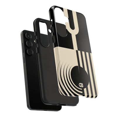Black Tough Phone Case for Samsung - Ivory Signal Grid