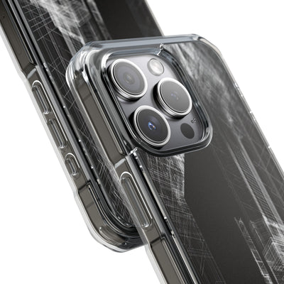 Black Impact MagSafe Phone Case for iPhone - Ghost Urban Wireframe
