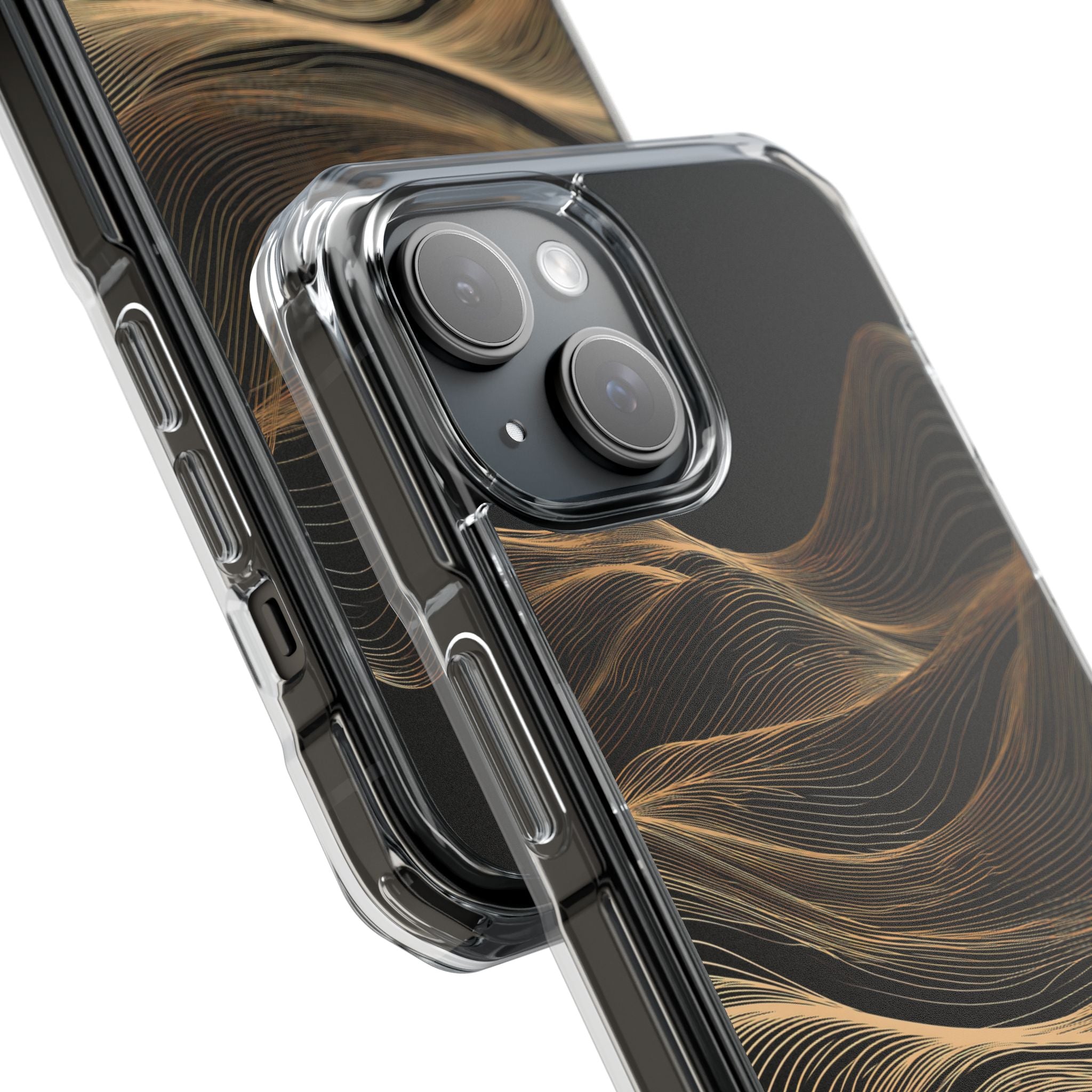 Black Impact MagSafe Phone Case for iPhone - Copper Topo Ridge