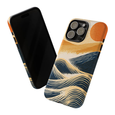 Golden Horizon Waves · Tough Phone Case for iPhone · Blue