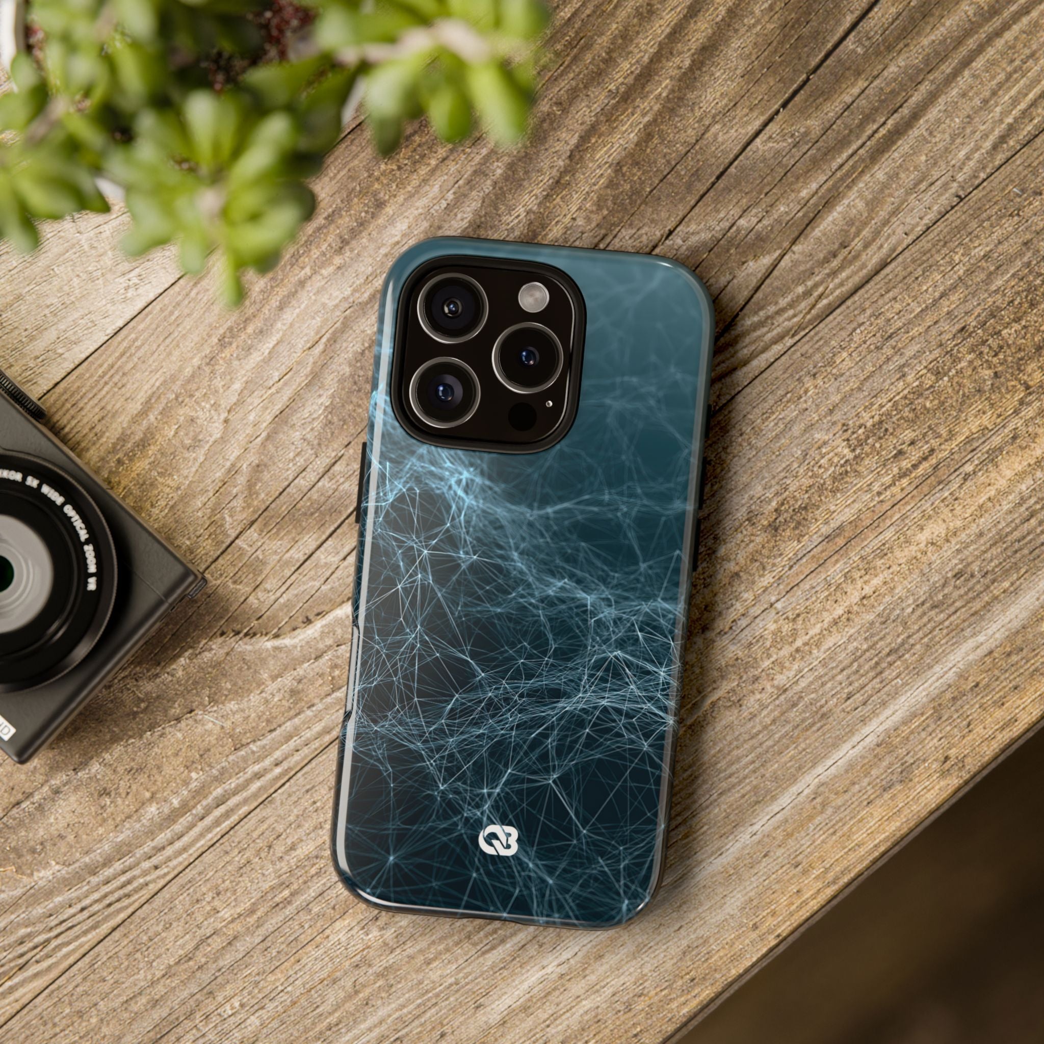 Teal Tough Phone Case for iPhone - Arctic Neural Mesh