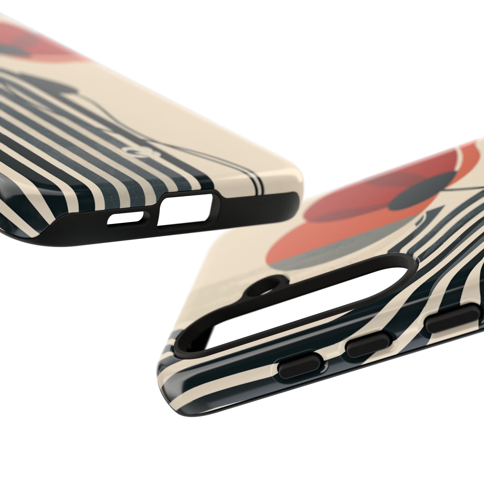 Beige Tough Phone Case for Samsung - Crimson Line Bloom
