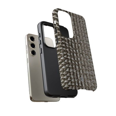 Beige Tough Phone Case for Samsung - Bone Spiked Grid