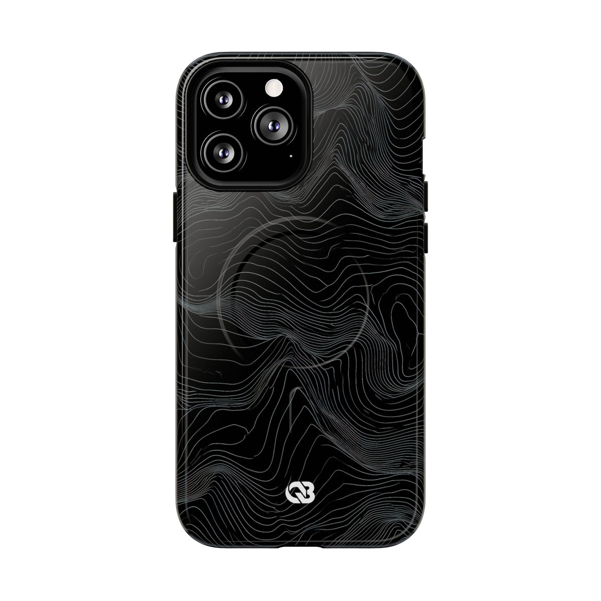 Black Tough 2.0 Magnetic Phone Case for iPhone - Obsidian Topo Wireframe