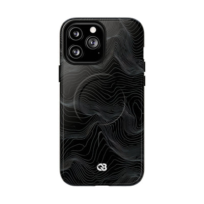 Black Tough 2.0 Magnetic Phone Case for iPhone - Obsidian Topo Wireframe