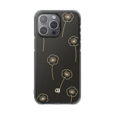 Black Impact MagSafe Phone Case for iPhone - Obsidian Sand Petals