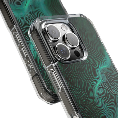 Teal Impact MagSafe Phone Case for iPhone - Neon Jade Contour