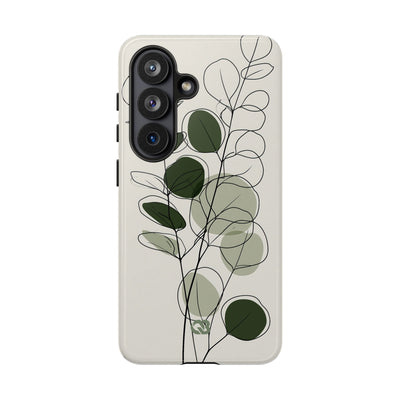Green Tough Phone Case for Samsung - Muted Eucalyptus Sketch