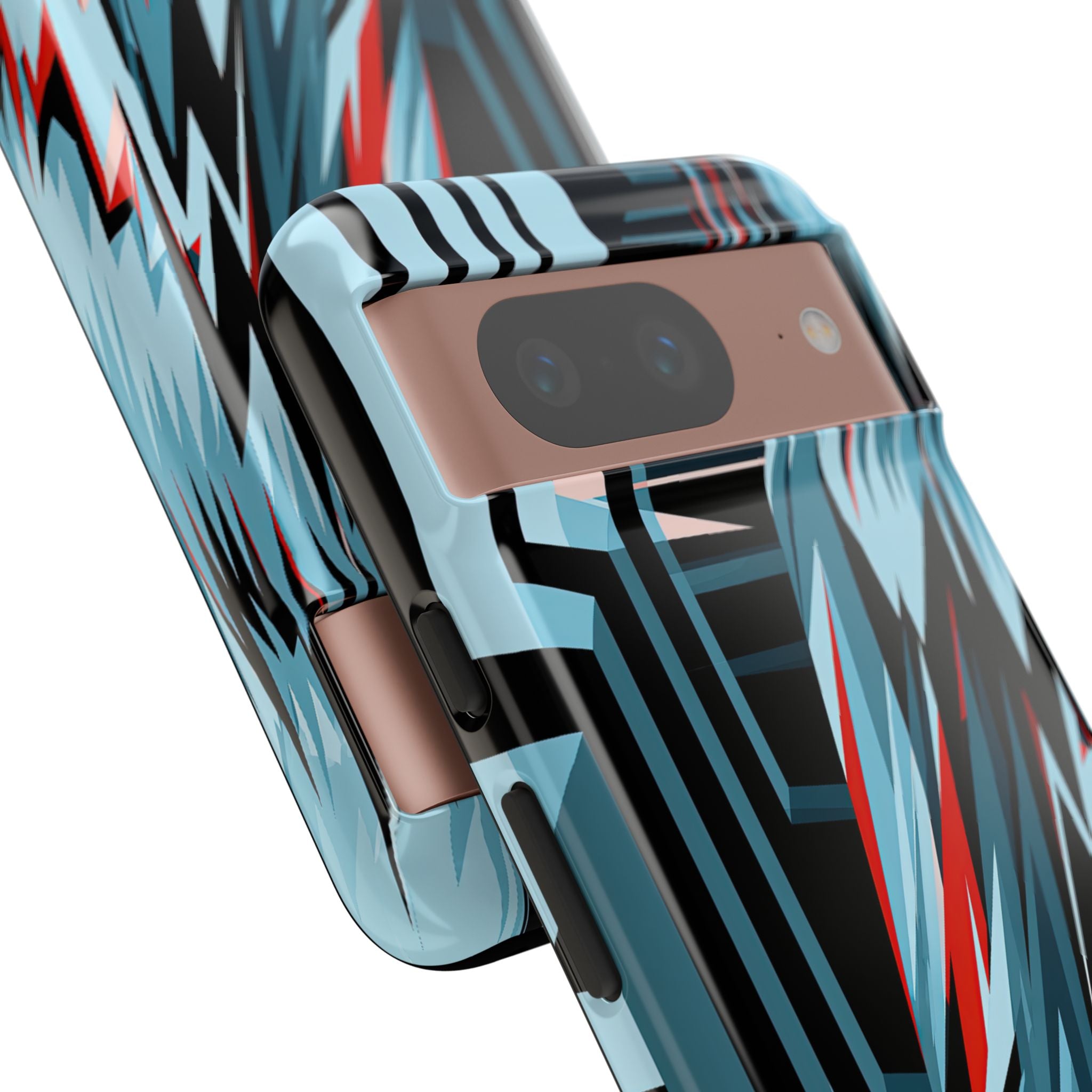Blue Tough Phone Case for Google Pixel - Glitch Peak Cyan